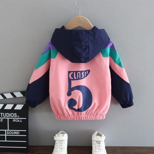 Girl Boy Kids Jacket Long Sleeves Number Five Coat Fashion Spring Autumn Children Outwear