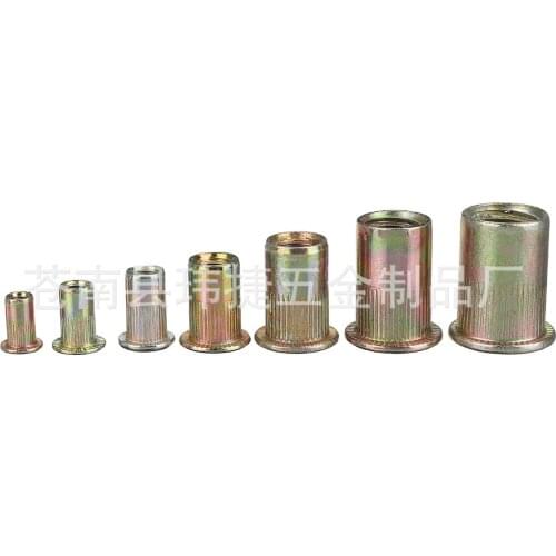 Best-selling national standard 300pcs flat head pull rivet striped nut knurled pull female rivet box