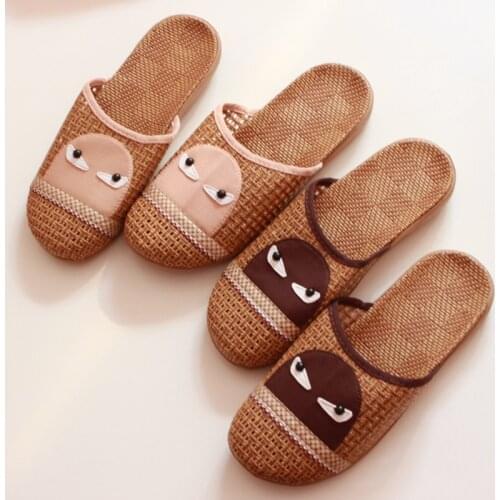 Flax Multi Color Small Monster Home Antiskid Home Indoor Antiskid Waterproof Womens Couples Casual Slippers