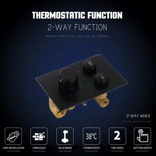 Vidric matte black chrome thermostatic shower mixer valve shower panel 2-way buttons control switch thermostatic shower faucet