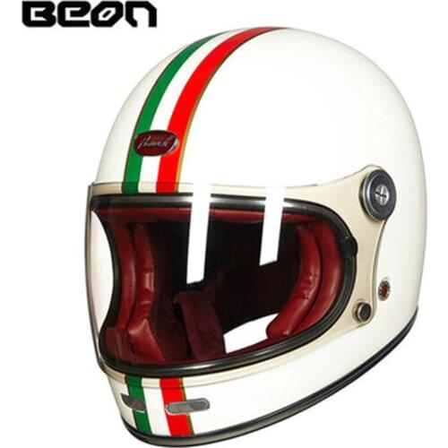 BEON B510 Full Face Helmet motocross Vintage Fully covered Motorcycle scooter autocycle Retro Ultralight ECE Certification
