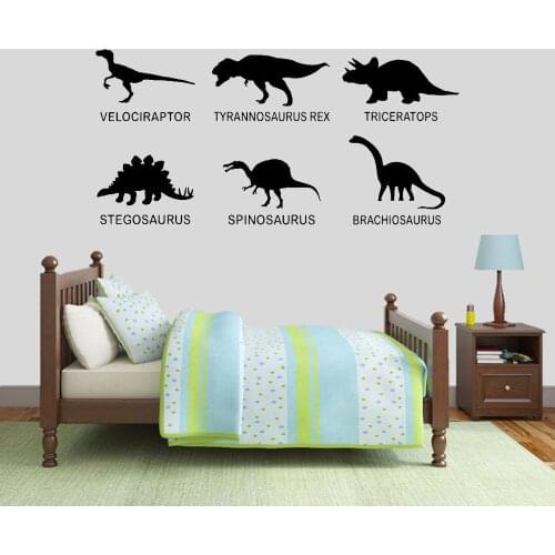 Six Dinosaur Wall Stickers Game Room Wall Decals Kids Children Room Home Decor Nursery Wall Decoration Art Murals Poster