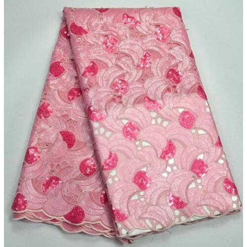 2018 New design French Net Sequins Lace Fabric 2018 Latest african beads lace fabric Pink embroidery mesh tulle fabric KS9-5