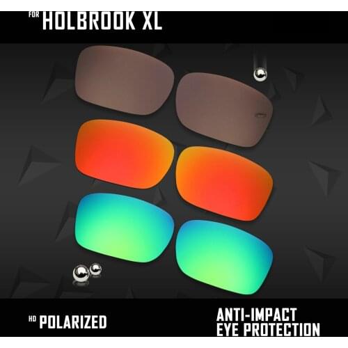 OOWLIT 3 Pairs Polarized Sunglasses Replacement Lenses for Oakley Holbrook XL OO9417-Brown & Fire Red & Emerald Green