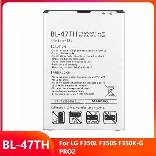 Original Replacement Phone Battery BL-47TH For LG F350L F350S F350K-G PRO2 BL-47TH Genuine Rechargable Batteries 3200mAh