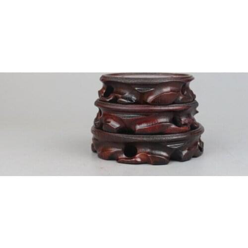 Stand display pedestal real wood China wooden carved 1 set 3PC round base