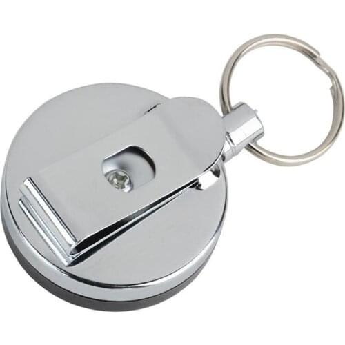 Half metal pulling buckle keychains easy to pull anti-theft telescopic Keychain