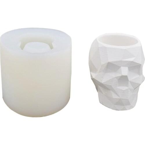 Durable Silicone Skull Flower Pot Mold Cement DIY Succulent Making Clay Mould