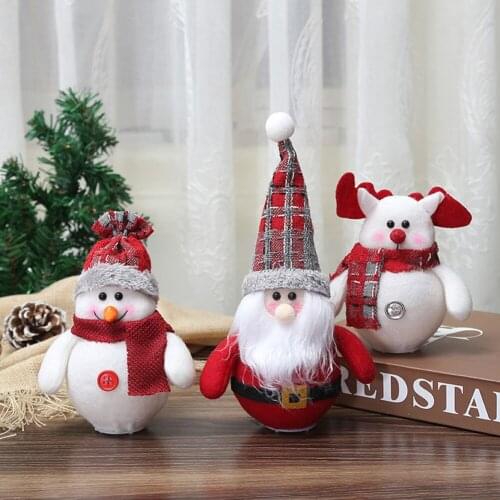 LED Illuminated Xmas Ornaments Tree Pendant Cute Santa Claus Doll Toys Christmas Hanging Decorations Festival Gift