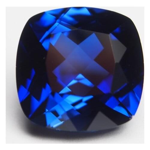 10*10mm 5 cts 1 Piece Lab Creat sapphire stone Royal Blue loose gemstone Cushion Cut sapphire ring earring for gift