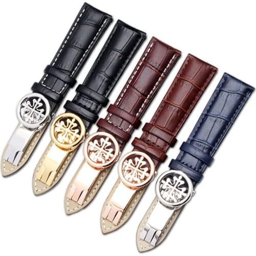 Equipped with leather PP folding buckle, Blue, black, Brownleather strap 19 mm 20 mm 21 mm 22 mm + Tools + FREE POSTAGE