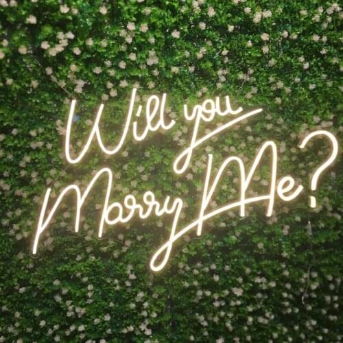 LED Neon Lights Letter Sign Will you marry me Art Decorative for Holiday Wedding Party Shop Bedroom Room Window Open Words Decor
