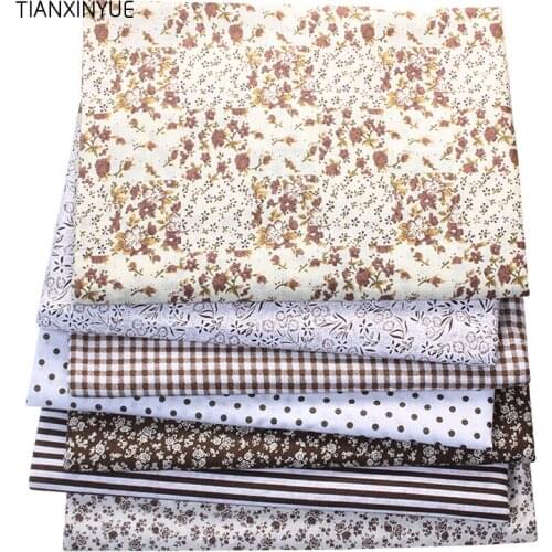 TIANXINYUE 7 pcs/lot Coffee color fabric 100% Cotton Quilts Fabric for Sewing Patchwork Baby toy DIY Fabric