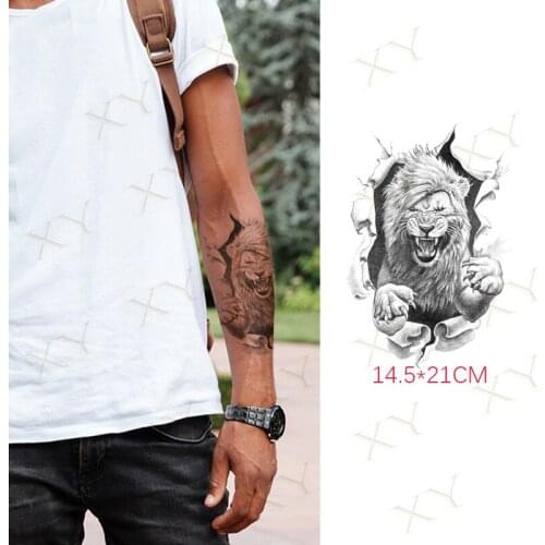 Waterproof Temporary Tattoo Sticker Forest Lion Tiger Flash Tattos Wolf Rabbit Animal Moon Body Art Arm Fake Tatoo for Women Men