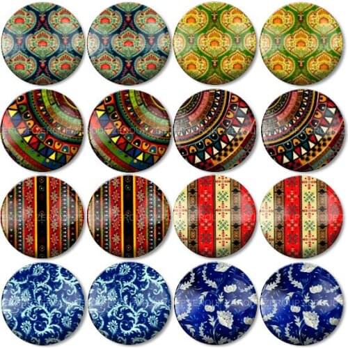 ZEROUP 16pcs Round Glass Cabochon Decorative Pictures Mixed Pattern Fit Base Earring Setting for Jewelry Flatback TP-121-ER-16-5
