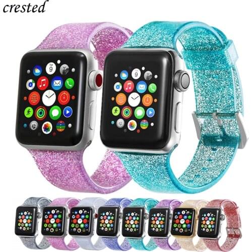 Jelly Strap For Apple Watch 5 band 40mm 44mm iWatch band 38mm 42mm Bling silicone watchband bracelet Apple watch 4 3 2 40 38 mm