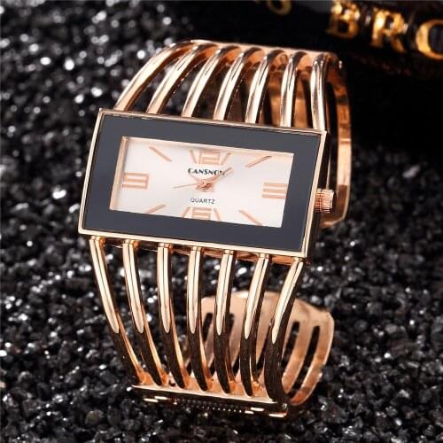 Women Watch Gold Plated Quartz Strap Stainless Steel Shiny Lady Bracelet Wristwatch Fashion Square Watches Gift Bayan Kol Saati