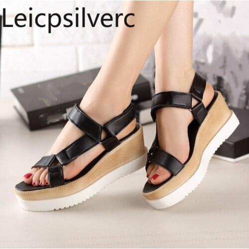 Womens Sandals summer The New fashion Fish mouth Open toe Wedge High heel Womens shoes plus size 33-43
