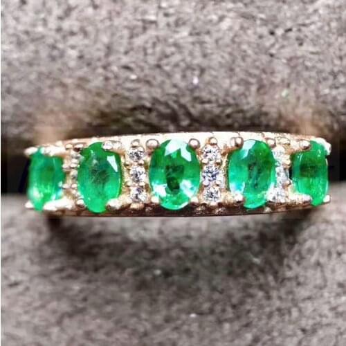 Per jewelry Natural real emerald ring Free shipping 925 sterling silver 0.25ct*5pcs gemstone Fine jewelry For men or women J9122