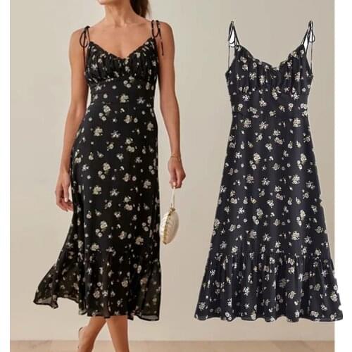 Jenny&Dave Party Dress Women Vestido Summer Dress Women England Fashion Indie Folk Floral Printing Spaghetti Strapless Elegant