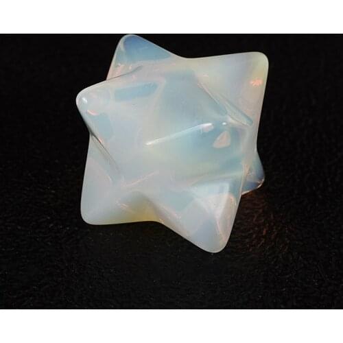 1PCS Natural Opalite Merkaba Star crystal Stone Carved Point Sacred Protection Healing Anti Radiation