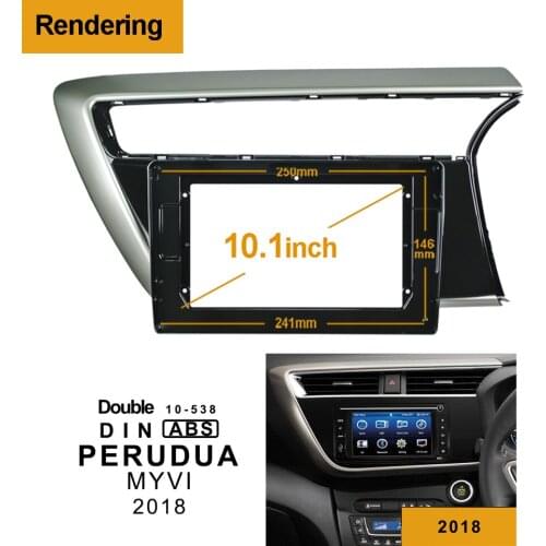 2Din Car DVD Only Frame Audio Fitting Adaptor Dash Trim Kits Facia Panel 10.1inch For PERUDUA MYVI 2018 Double Din Radio Player