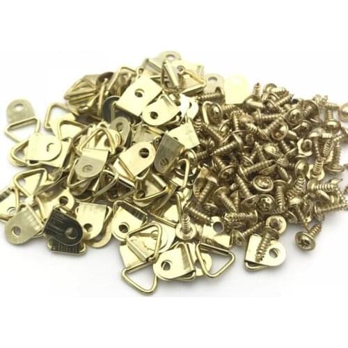 3000pcs Golden Triangle D-Ring Hanging Picture oil Painting Mirror Frame Hooks Hangers With 10x20mm