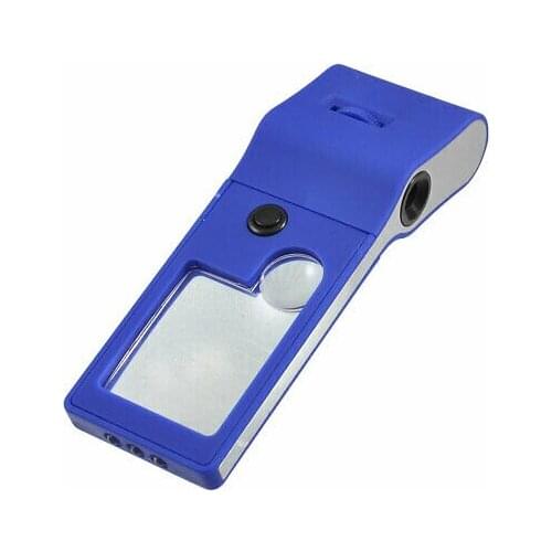 3X Microscope Magnifier 5 White LEDs 1 UV Light Loupe Blue