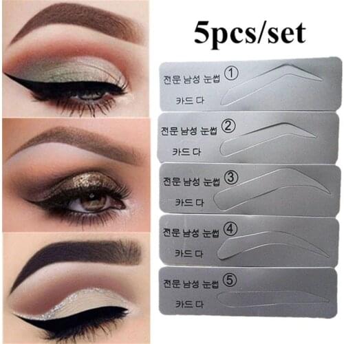 5pcs Eyebrow Template Stencils Brow Grooming Card Trimming Shaping Beauty Tool DIY Eyebrows Makeup for Women and Men