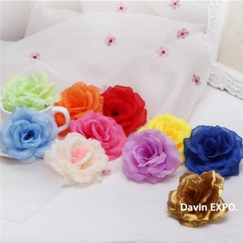 50pcs New Blooming Marriage Silk Flower Big Rose Artificial Flower heads Wedding Party Decoration Home Decoration fake flowers