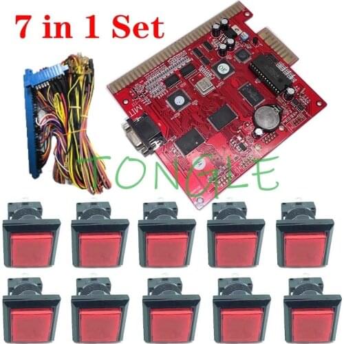 Casino Game 7 7X in 1 MultiGame Motherboard Red Slot Game Poker 36Pin Wire Cable LED Button*10 for Gambling Machine