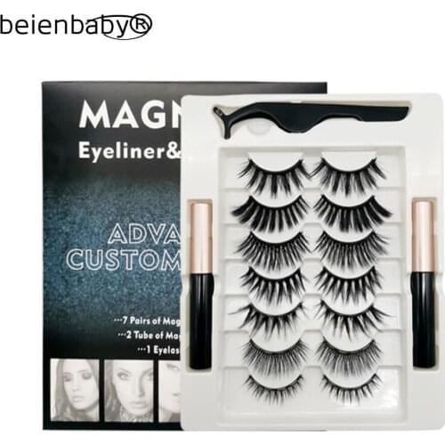 7 Pairs Of Natural Magnetic Liquid Eyeliner False Eyelashes Set Cross-Border Magnet