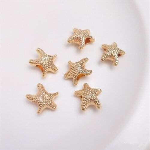 14K Gold Filled starfish big hole beads handmade string ornaments fat big star with beads DIY bracelet first jewelry accessories