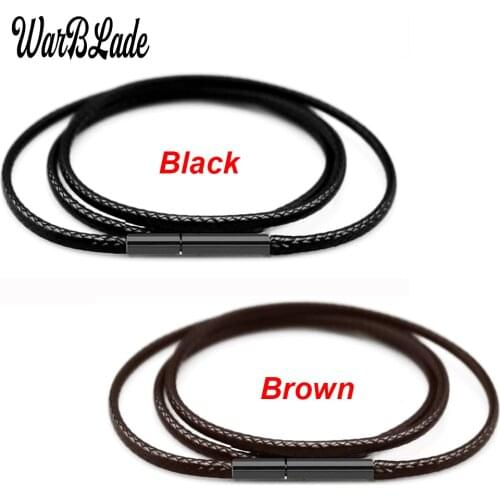 Black Necklace Cord Leather Cord Wax Rope Chain With Stainless Steel Clasp For Men Women DIY Necklace Jewelry Making 3pcs/lots