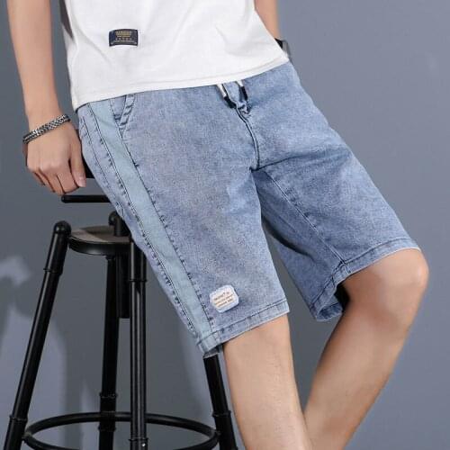 Denimen Shorts Men Loose Straight Korean Fashion Summer Thin Style Popular Logo Mens Medium Pants Baggy Black Jeans Genuine Hot