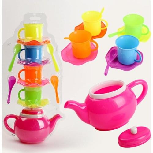 Children Toys13Pcs Simulation Kid Tea Party Kettle Cup Saucer Spoon Pretend Play Kitchen Toy Birthday /Christmas NEW Year Gift
