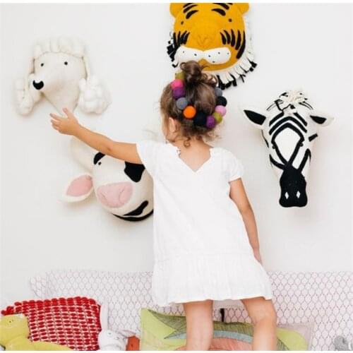 Baby Nursery 3D Animal Head Wall Mount Elephant/Giraffe/Zebra Wall Hanging Kids Room Animal Wall Sculptures