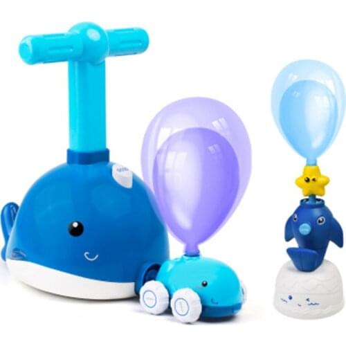 Childrens inertial air balloon powered car Dolphin recoil enlightenment handmade science and education toy rocket launch pad pu