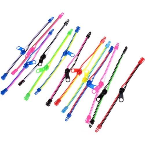 Hot sale 10pcs/lot Metal Zipper Bracelet Fluorescent Neon Creative Gifts Fashion Zip Bracelet Bangles