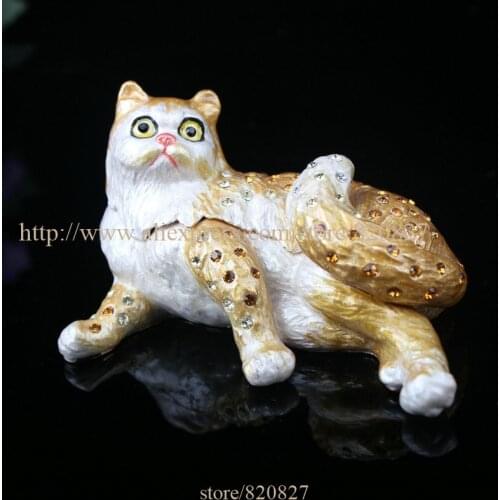 Kats Sitting Cats Trinket Box Collectible Animal Cat Figurine Statue Figure Cat Jewelry Trinket Box