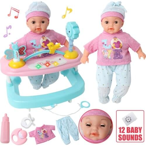 14 inch Bebe reborn doll 36cm Simulation sound Plush filling silicone Toddler baby Shaker Pillow Quilt Clothes set for Toys Kids
