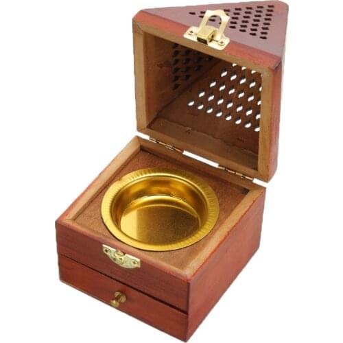 Pine Wood Incense Burner Hollow Agarwood Sandalwood Retro Creative Pyramid Aromatherapy Box Wood Hollow Home Incense Burner