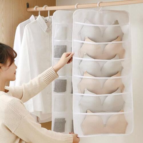 Multifunction Folding Clothing Storage Bag Clear Hanging Organizer Storage Underwear Hanger For Wardrobe Bag Bra Socks Rack