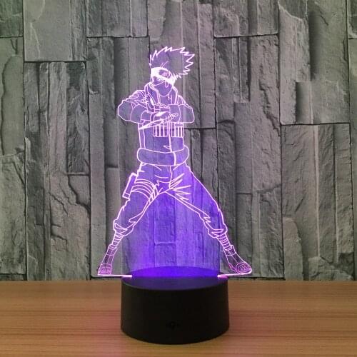Naruto Kakashi 3D Lamp Anime Figure LED Night Light Manga Home Decoration Lampara Creative Lighting Bedroom Decor Lights Naruto