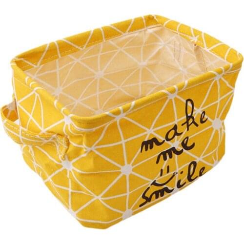 Simplicity Star Letter Print Linen Desk Storage Basket Holder Jewelry Stationery Office Organizer Case For Cosmetics Make Up