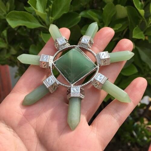 Natural Aventurine quartz crystal pyramid tip energy accumulation tower healing