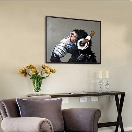 MONKEY Colorful Thick Knife King Handmade Living Room Bedroom Restaurant Decoration Picture Wall Art Handmade Oil Painting