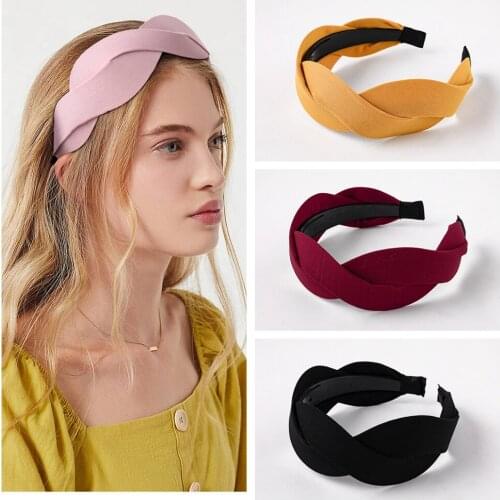 FASACC Wide Cross Fashion Hairband Fabric Woman Headband Girls Elegant Twist Hoop Bezel Women Hair Accessories Korean Headwear