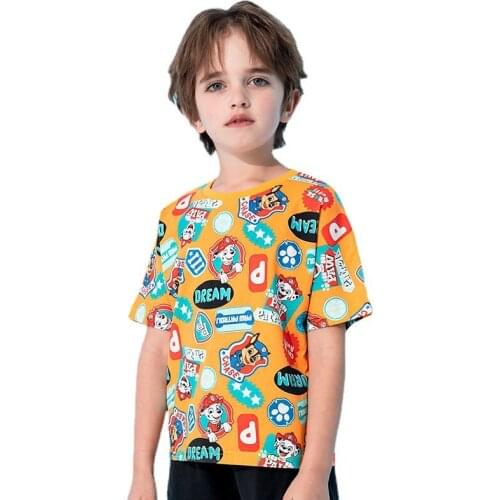 Paw Patrol Clothes Boys Short-sleeved 2021 Summer New Male Baby Print Cartoon Anime Figures Graphic T-shirt Children Clothings