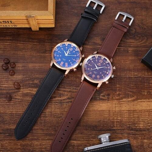 Luxury Trend Men Watch Sets 4pcs High Quality Leather Belt Sunglasses Wallet Jewelry Watch Gift Set For MenBoyfriend Husband Dad